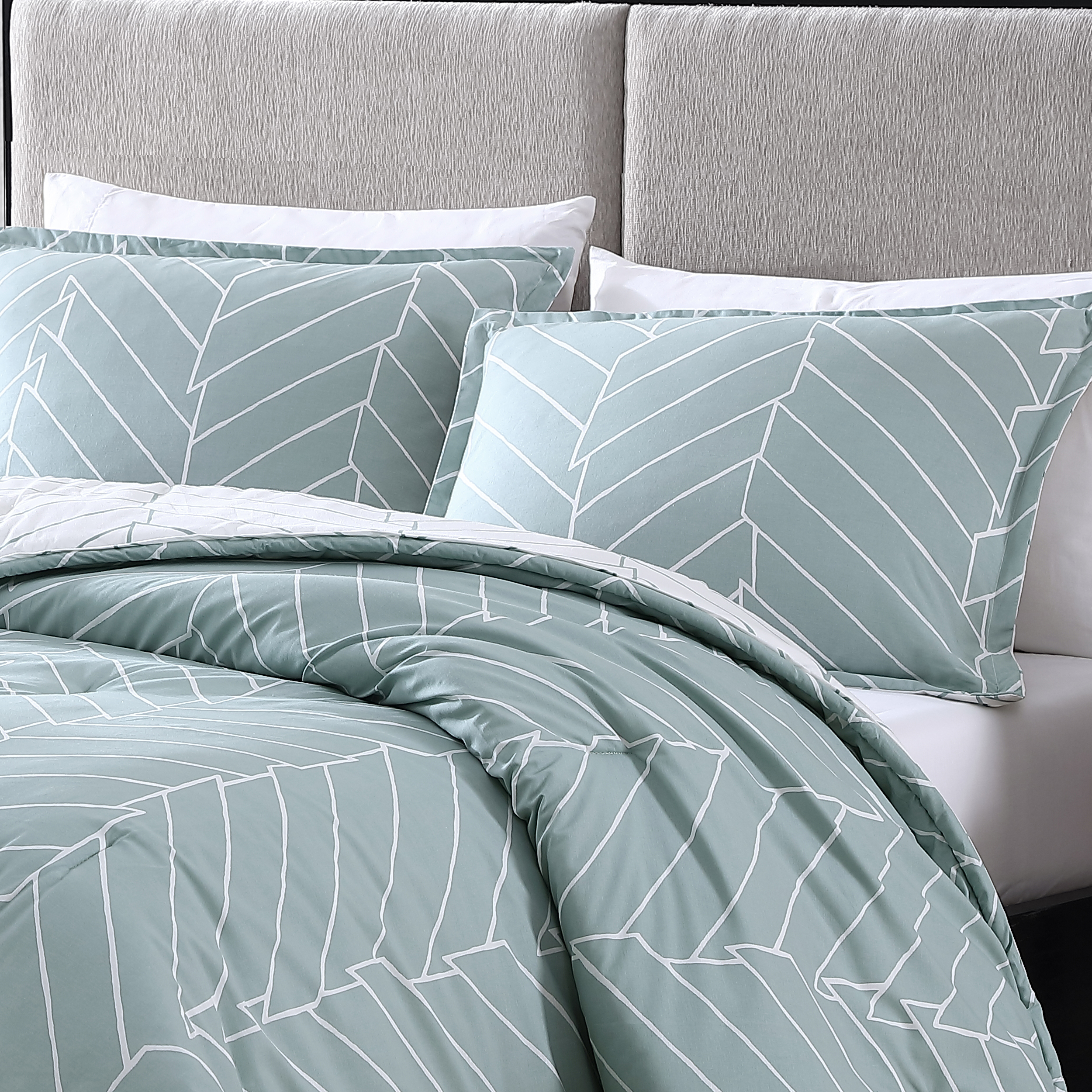 City Scene Ceres Cotton Green 3 Piece Comforter Set-Full/Queen - Picture 13 of 21