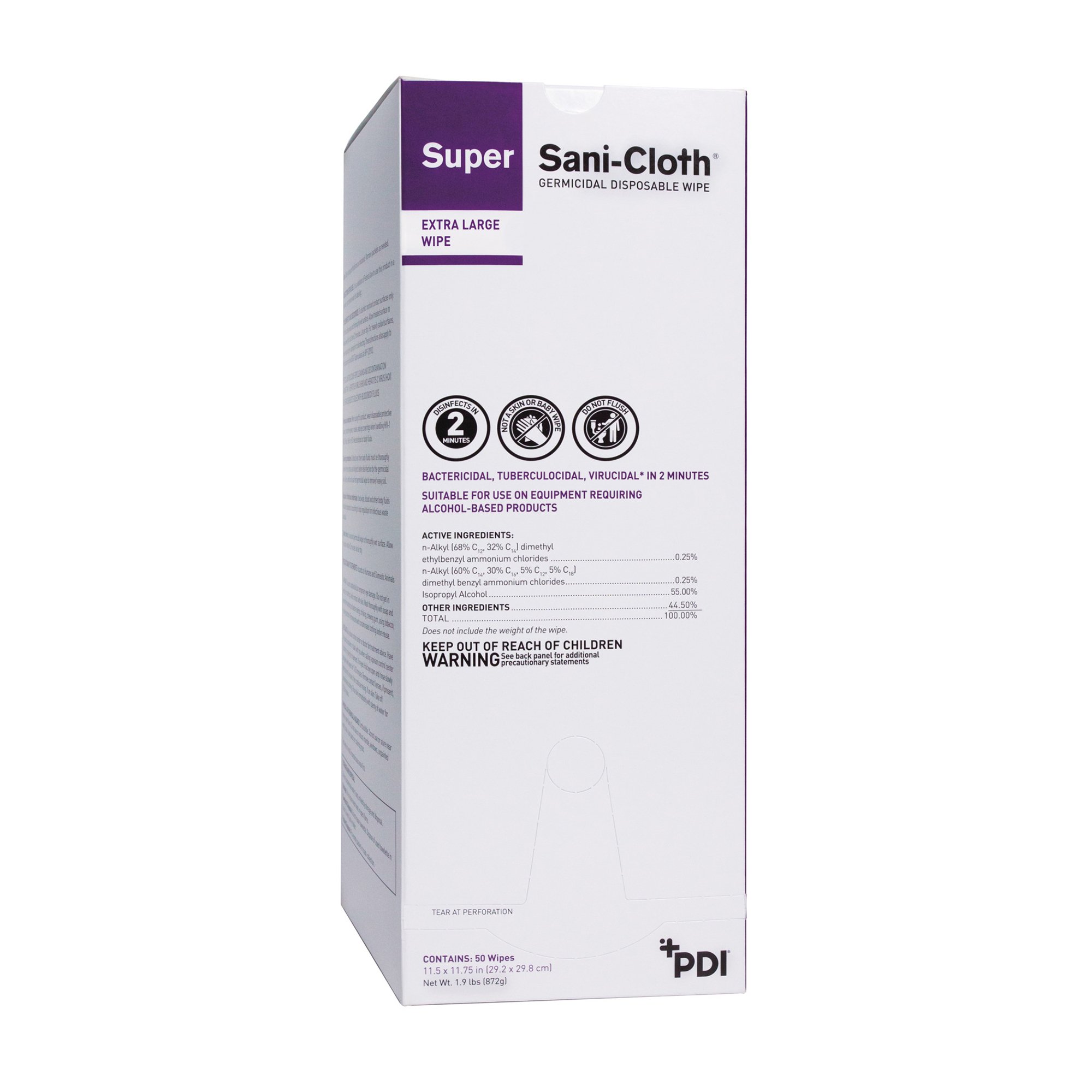 Super Sani-Cloth® Extra Large Germicidal Disinfectant Wipes, Individual Packets