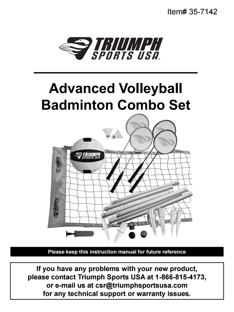 Triumph Advanced Volleyball/Badminton Combo Set Includes Official Size