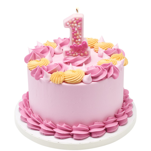 First Birthday Pink Numeral Candles