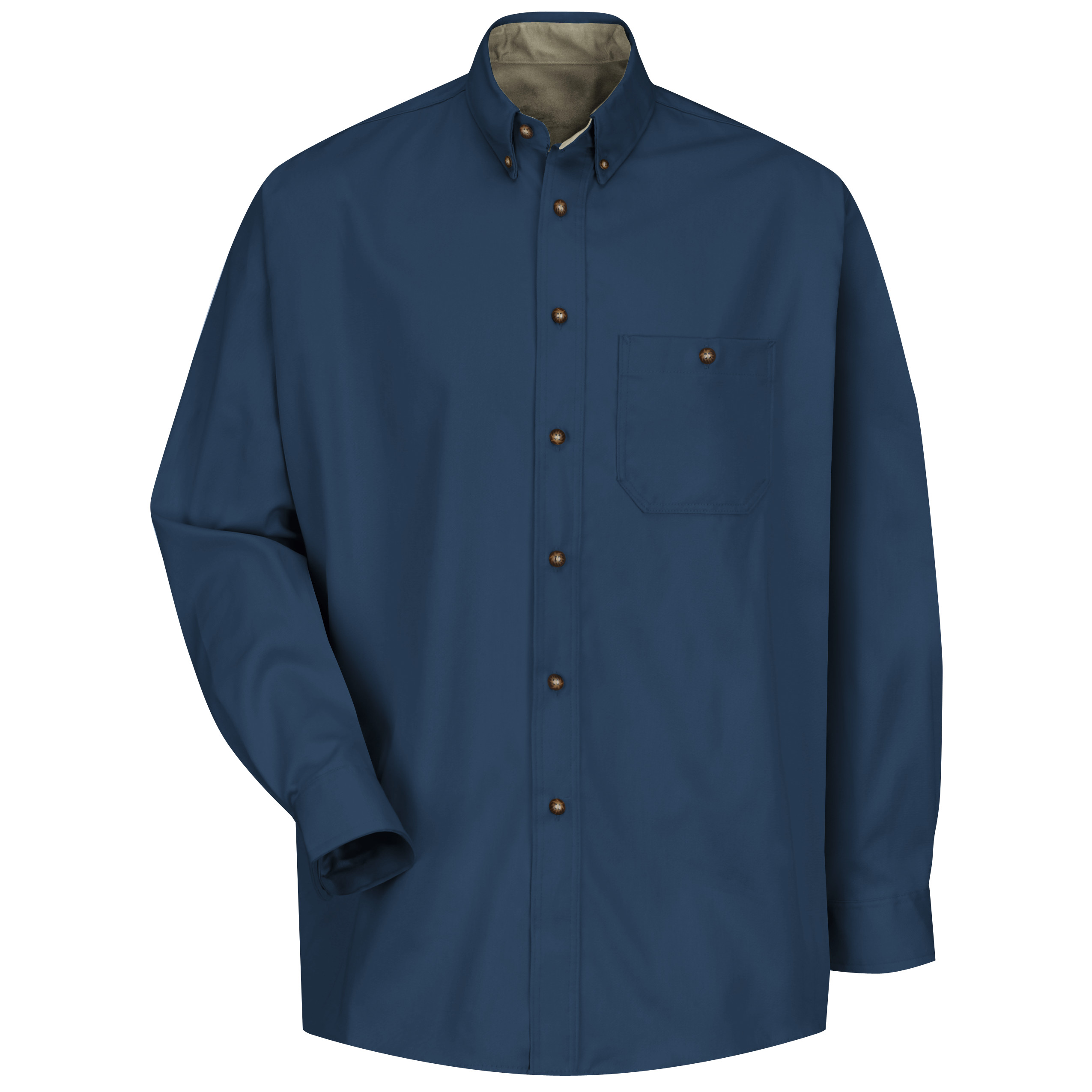 Men‘s Long Sleeve Cotton Contrast Dress Shirt-Red Kap