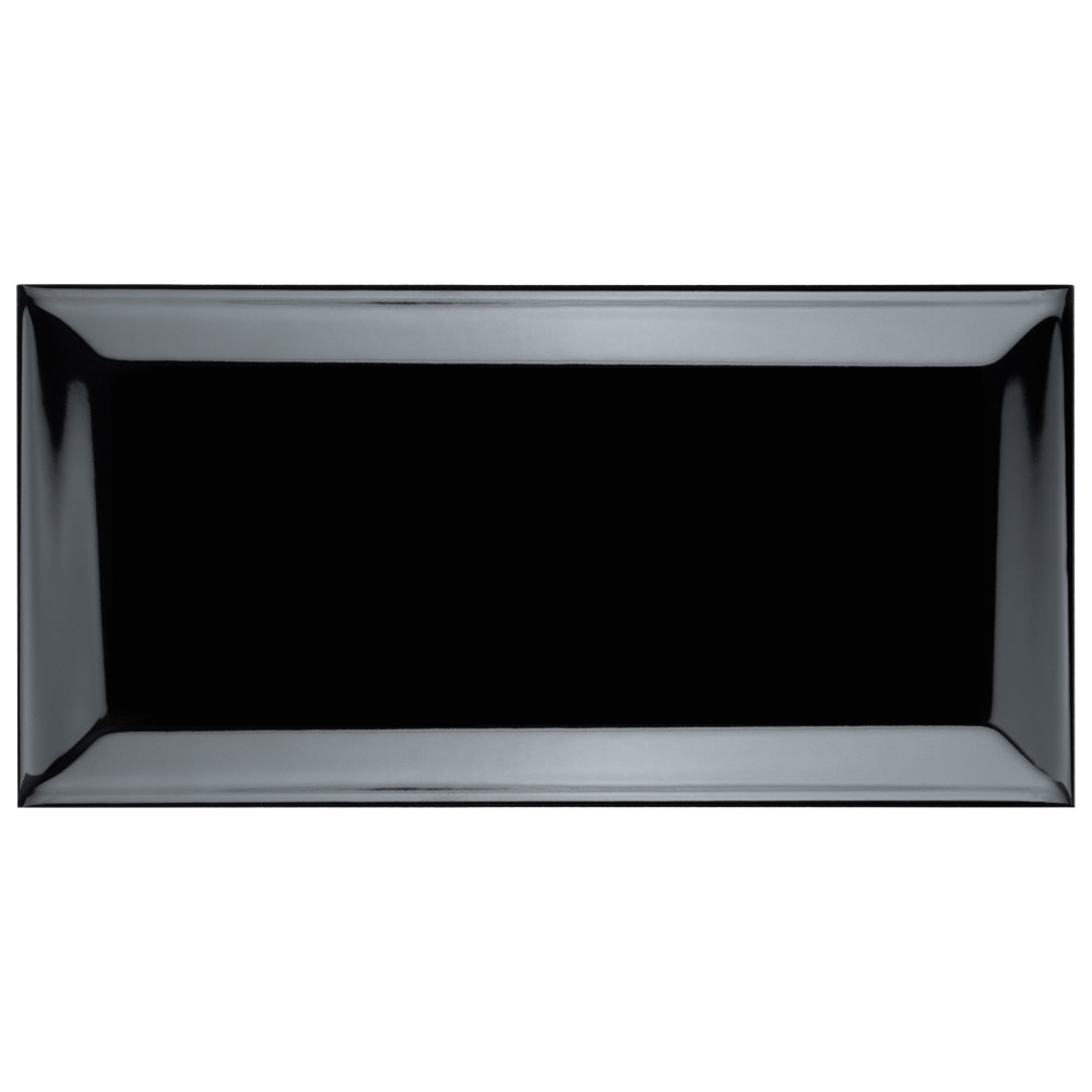 Crown Heights Beveled Glossy Black 3 in. x 6 in. Ceramic Wall Tile