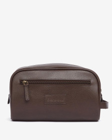 Leather Washbag Dark Brown