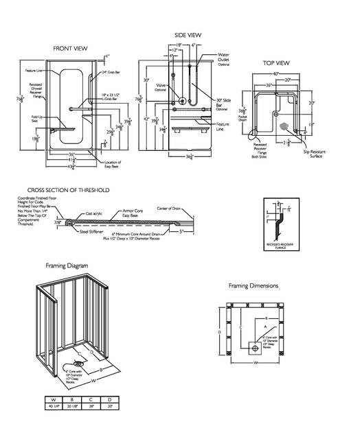 Technical Drawing — Cd Shower Tech Draw Xsa 4136bf Ot
