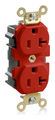Lev-Lok® Straight Blade Receptacle Outlet Nylon 20A 125V ac 2-Pole 3-Wire Duplex Self-Grounding Red