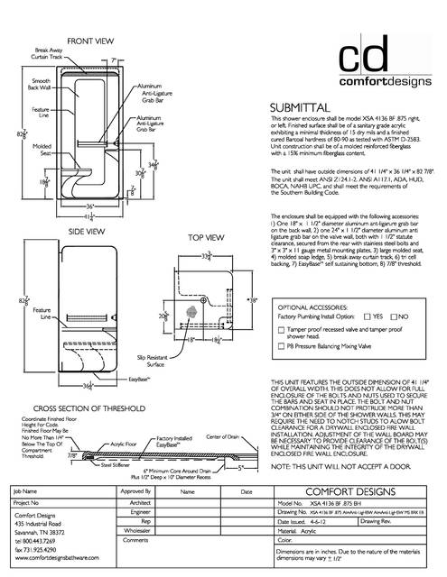 Spec Sheet — Cd Shower Spec Sheet Xsa 4136bf Behavioral Health