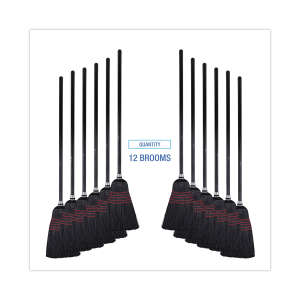 Boardwalk, 10in, Flagged Tip Janitor Brooms, 58.5in Overall Length, Polypropylene Bristles, Black