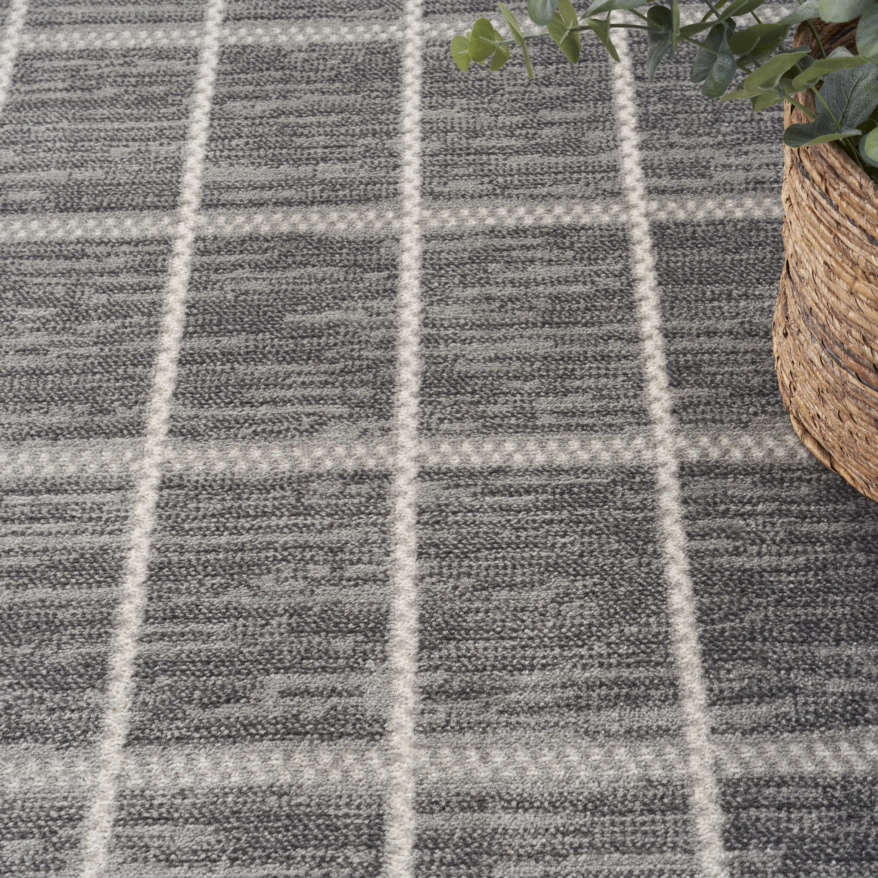 Nourison Serenity Home 7'10" x 9'10" Grey Ivory Modern Indoor Rug