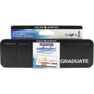 Graduate Watercolor Paint Half Pan Travel Set, Assorted Colors, 12 Pieces