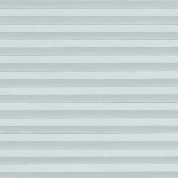 Horizontal pleated cellular shades fill the frame, evenly closed with thin horizontal bands; they diffuse soft, cool light, covering a window in a neutral, softly lit interior.