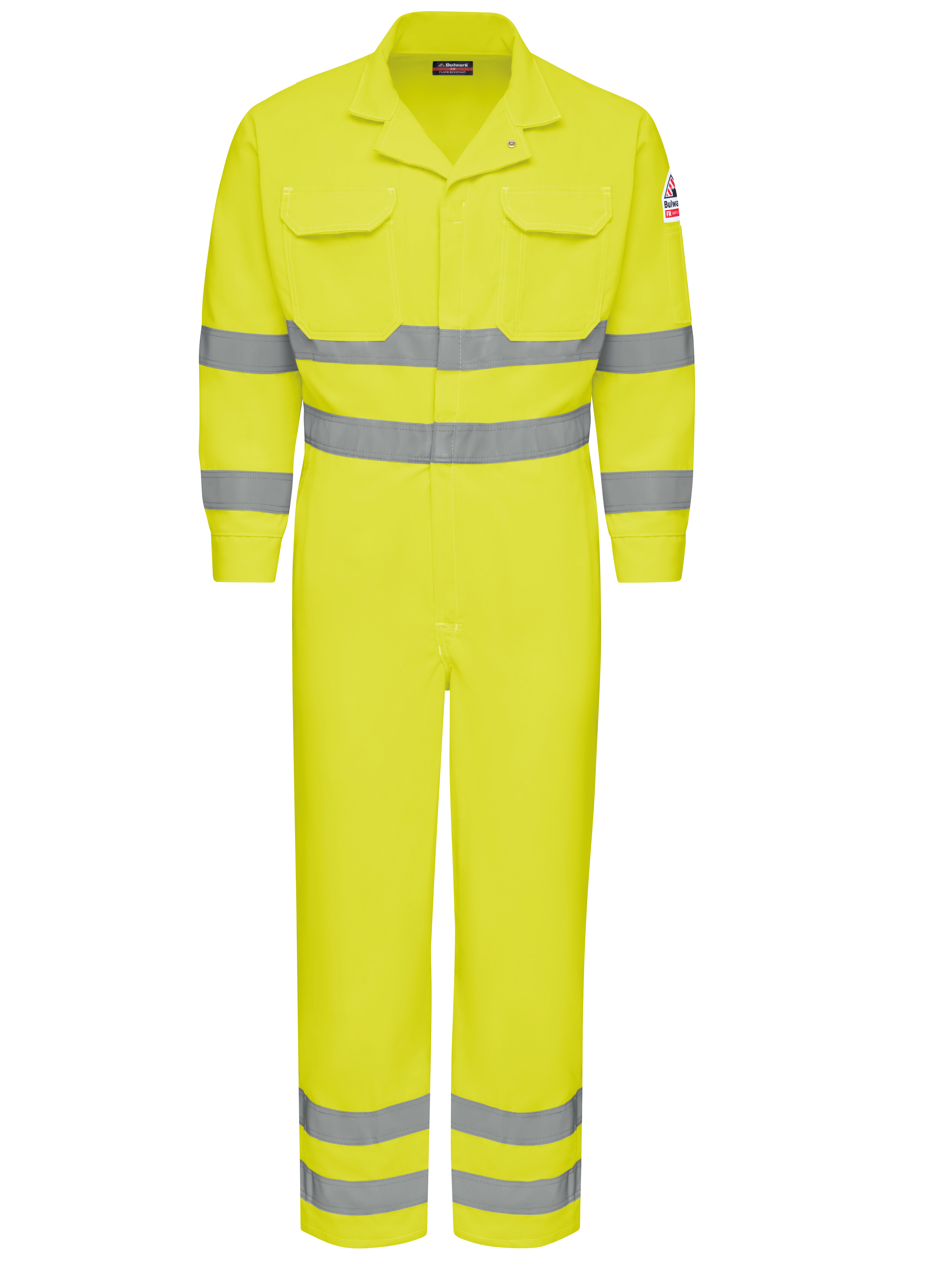 Bulwark® Industrial Bibs and Coveralls Hi-Vis Deluxe Coverall with Reflective Trim - CoolTouch 2 - 7 oz.-
