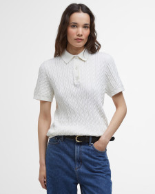 Hartland Knitted Polo Shirt Cloud