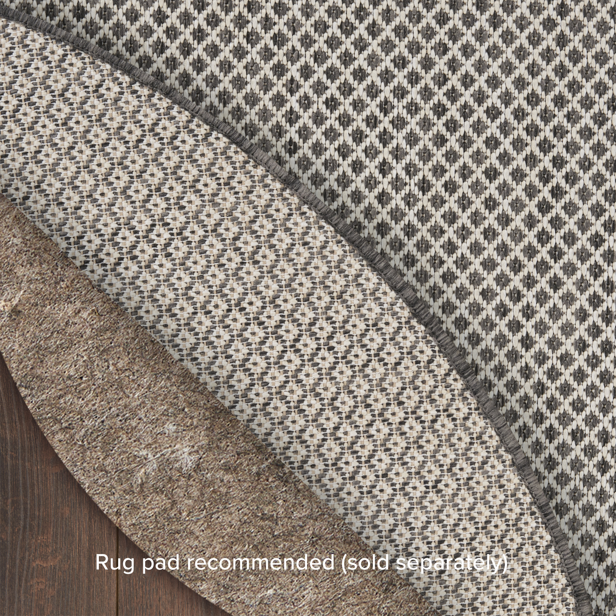 Nourison Courtyard 6' x Round Ivory Charcoal Modern Rug