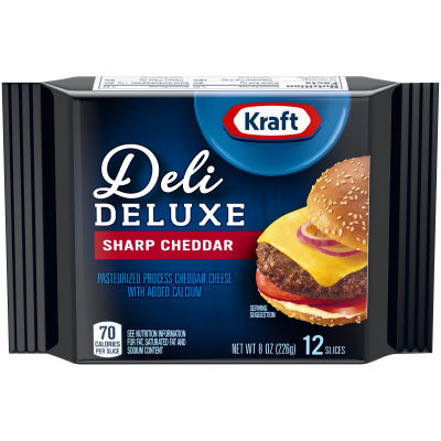 Kraft Deli Deluxe Sharp Cheddar Cheese Slices, 12 ct Pack