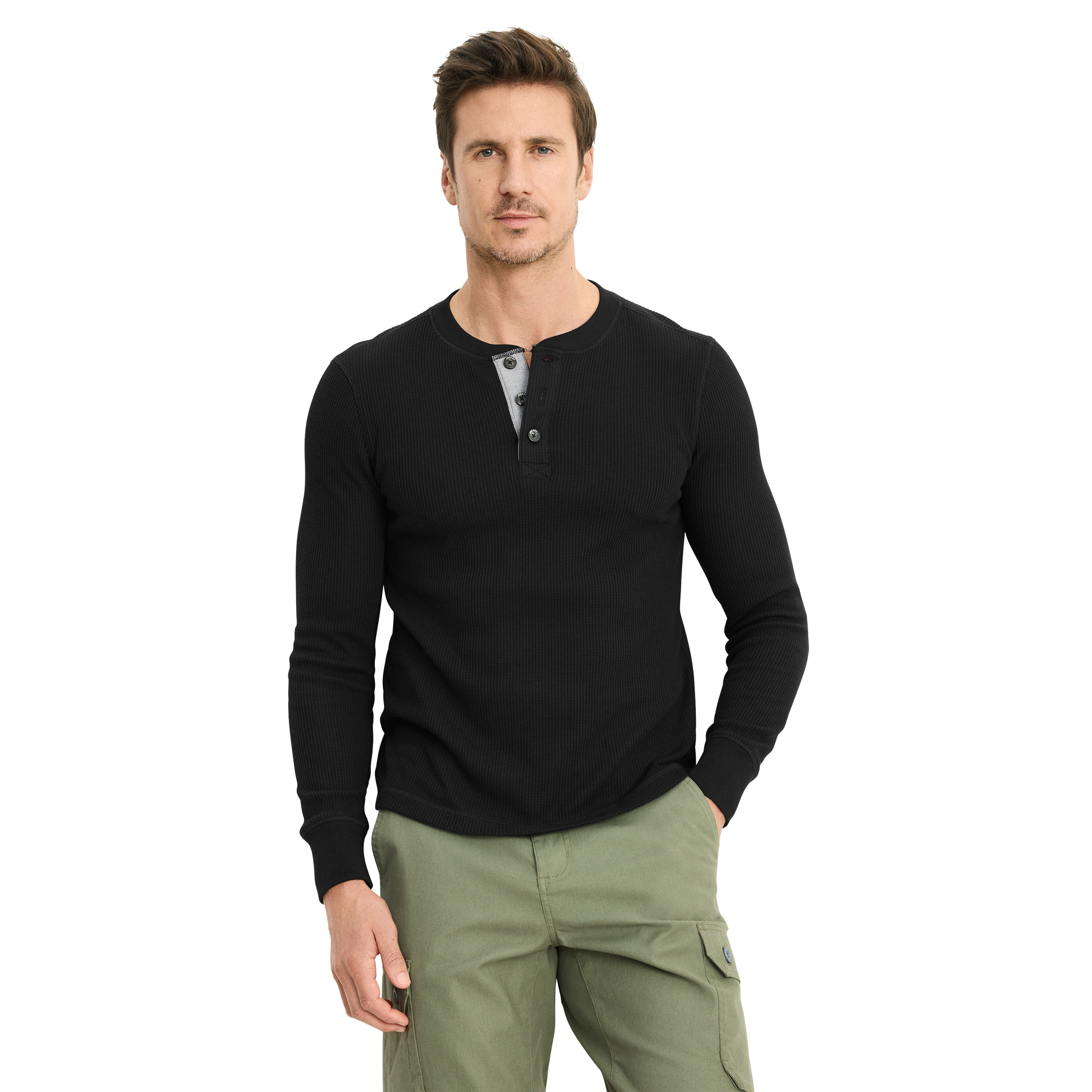 Jockey Men’s Long Sleeve Waffle Henley