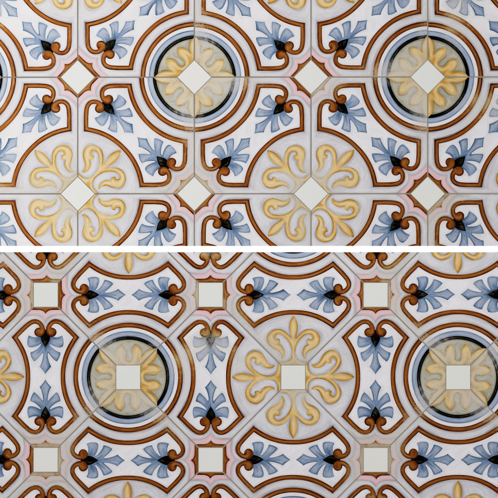 Vaudeville Octagon Deco Diglas with Taco Nacar 7-7/8 in. x 7-7/8 in. Porcelain Floor and Wall Tile