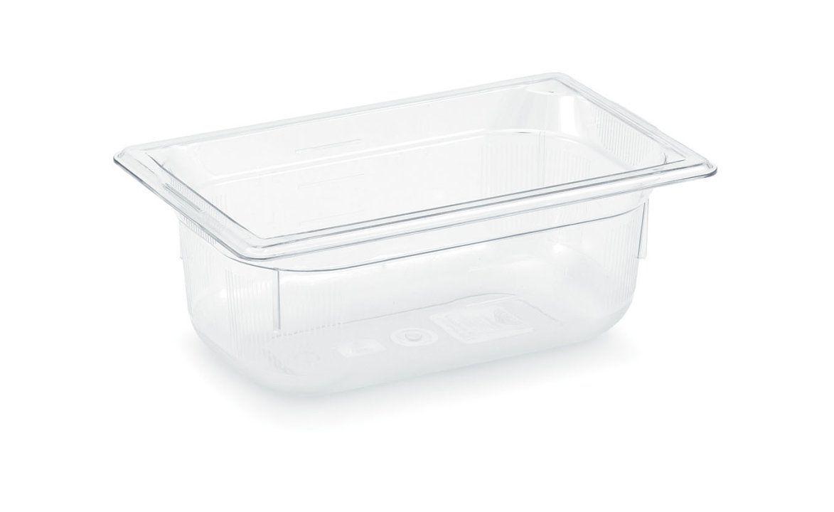 Fourth-size 4-inch-deep Super Pan® clear low-temperature plastic pan