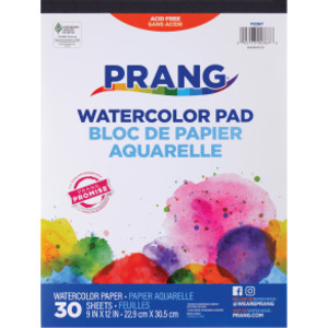 Watercolor Paper Pad, White, 9" x 12", 30 Sheets
