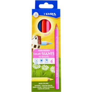 Color Giant Colored Pencils, Neon, 6.25mm, Lacquered, 6 Colors