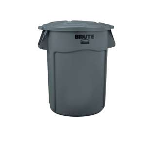 Rubbermaid Commercial, BRUTE, Self-Draining, Round, Resin, 44 gal, Gray, Receptacle Lid