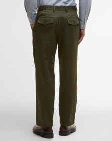 Herringbone Cotton Trousers Classic Green