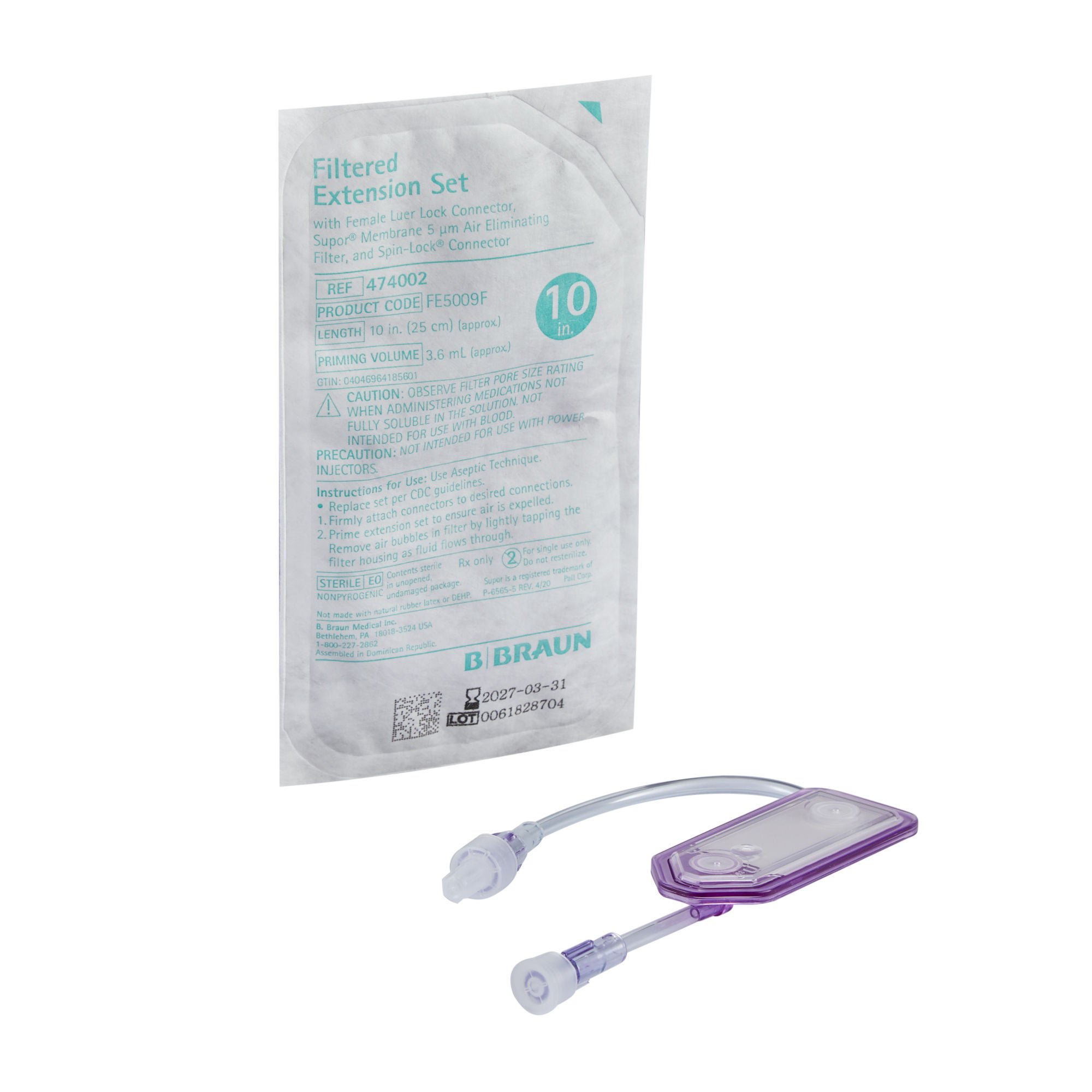 B. Braun EXT SET, FILTERED W/5.0 MICRONFLTR (50/CS)
