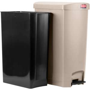 Rubbermaid Commercial, Streamline, Step-On, 18 gal, Resin, Beige, Rectangle, Receptacle