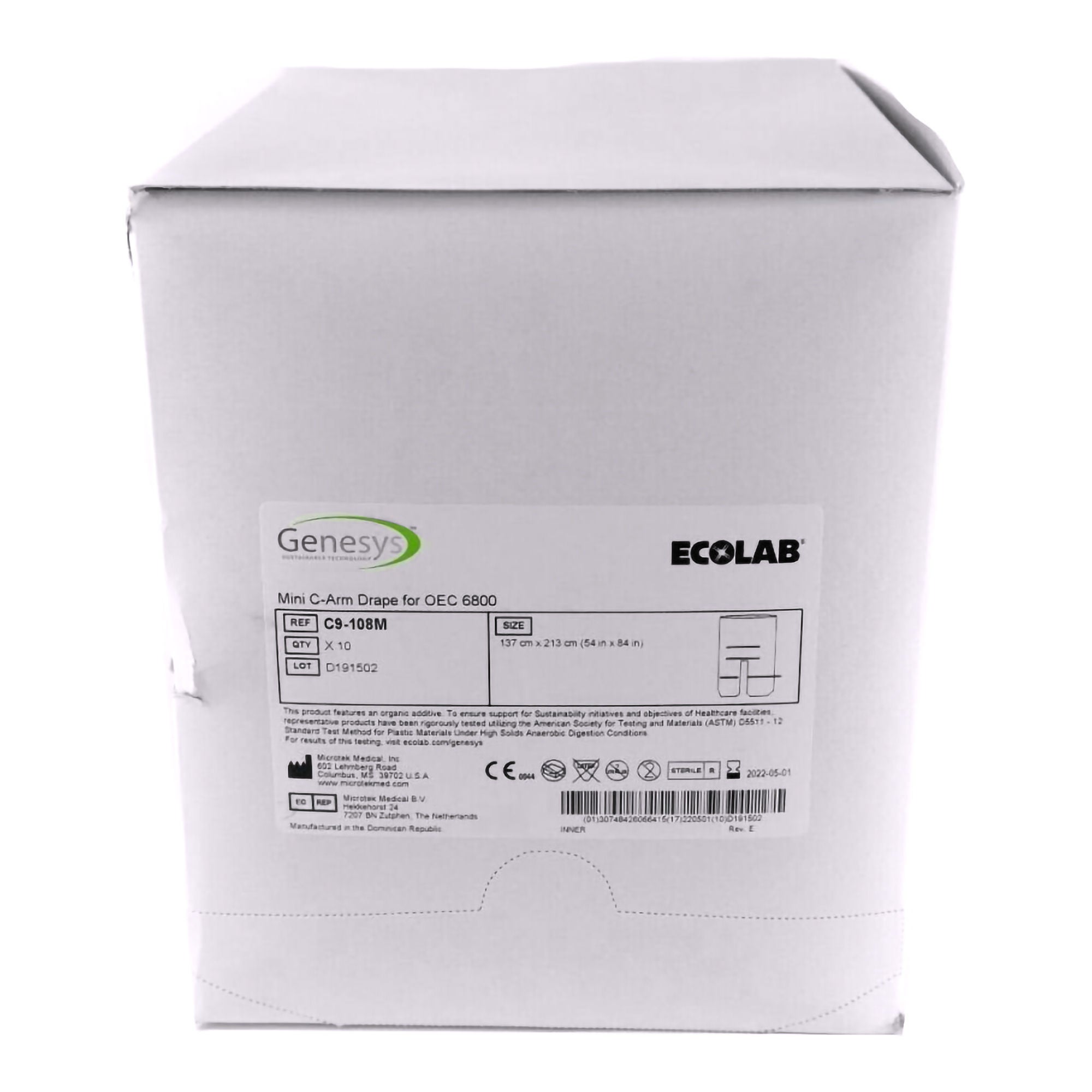 Genesys™/Ecolab® Mini C-Arm Drape for GE OEC 6800, 54 x 84 Inch