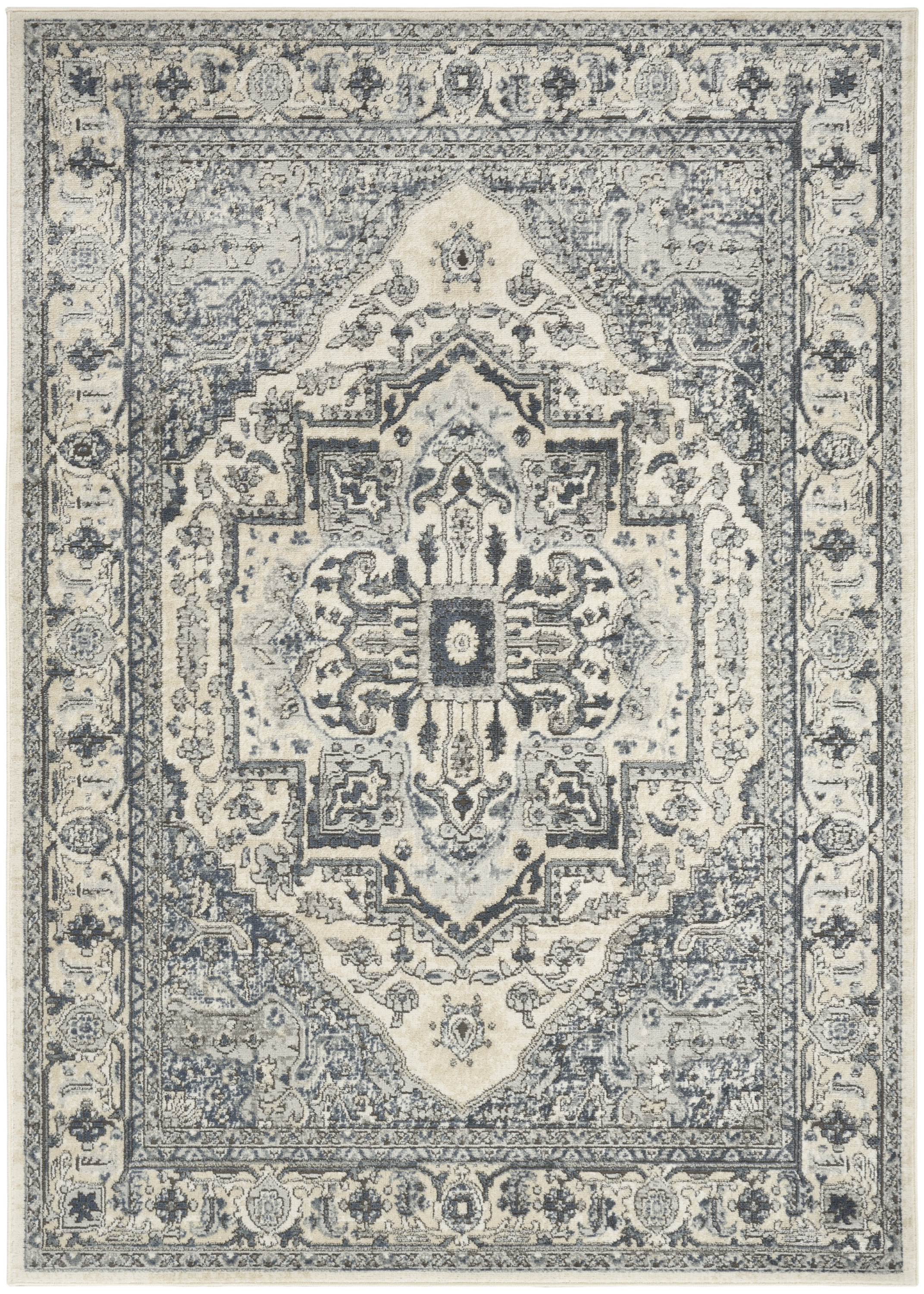 Nourison Quarry 5'3" x 7'3" Ivory Navy Vintage Indoor Rug