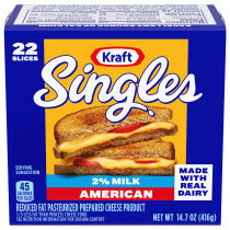 Kraft Singles 2% Milk American Cheese Slices 14.7 oz (22 Slices)