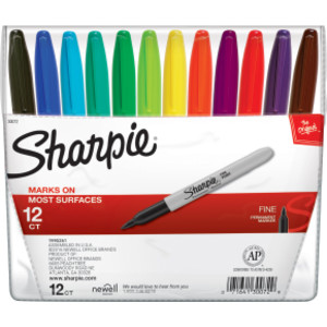 Fine Point Permanent Markers, Assorted, Set of 12