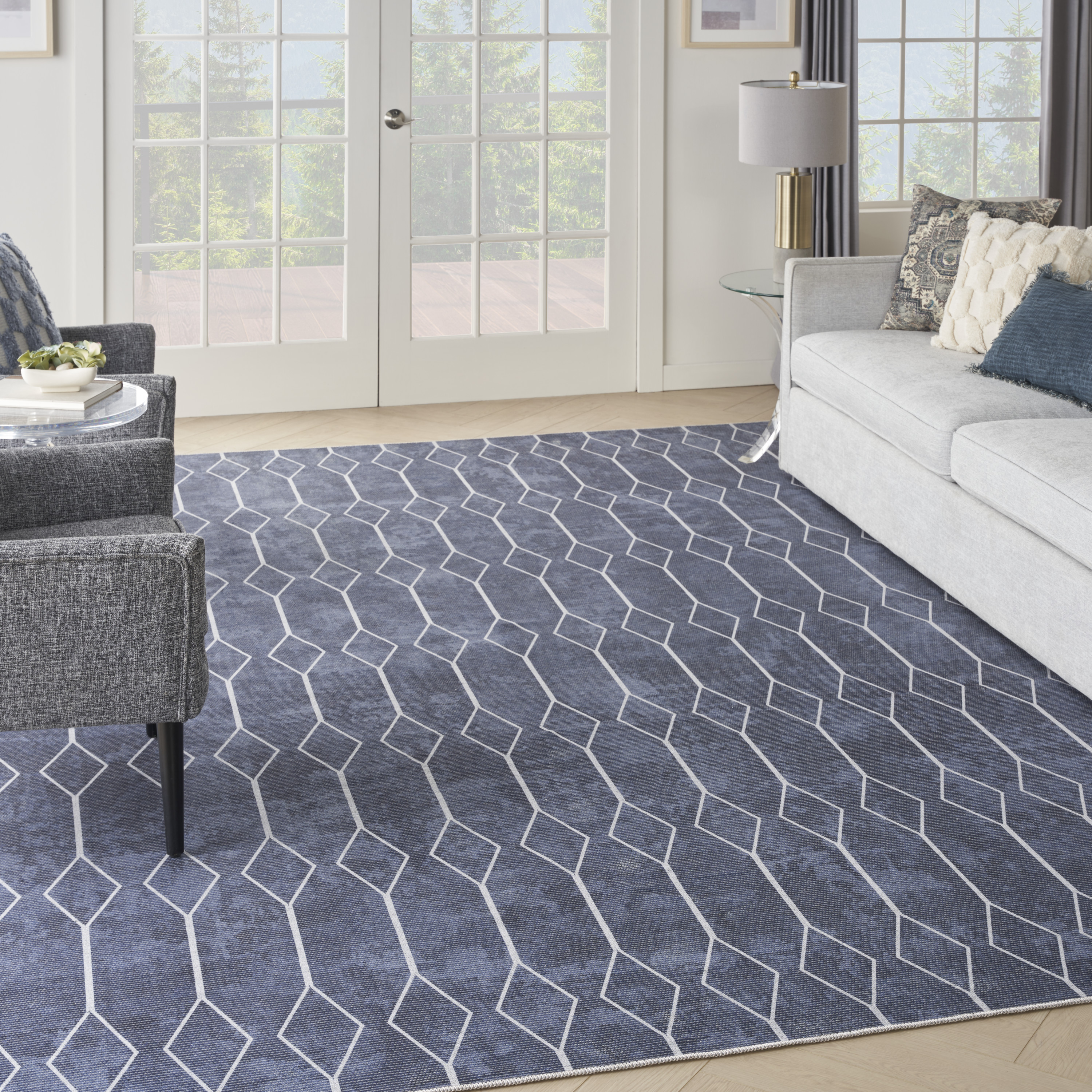Nourison New Concept Washables 7'10" x 9'10" Navy Modern Indoor Rug