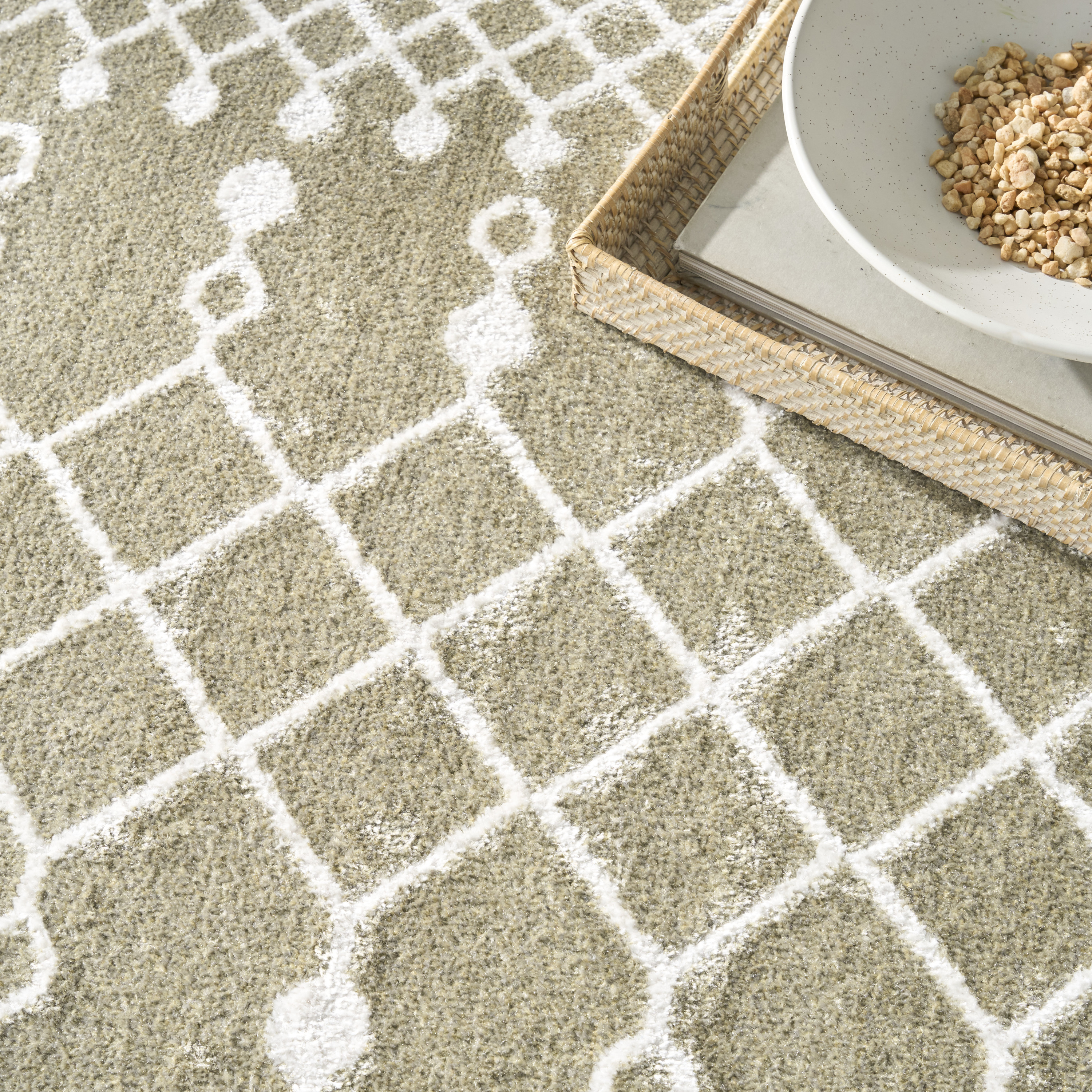 Nourison Astra Machine Washable 6'7" x 9' Sage Bohemian Indoor Rug