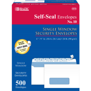 #10 Self-Seal Security Single Window Envelopes, Box of 500