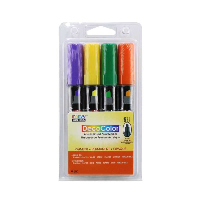 DecoColor® Acrylic Paint Markers, 315-S, Chisel Tip, Festive Colors, Set of 4
