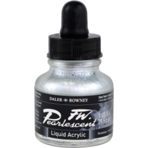 FW Acrylic Ink, Pearlescent Silver Pearl, 29.5 mL