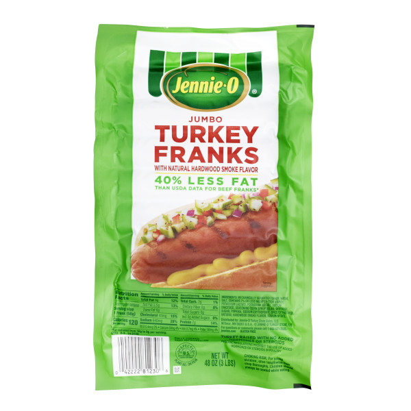 JENNIE-O(r) Jumbo Turkey Franks - 4/3 lb. . C1C1 - Front Center In Package (Hi Res)