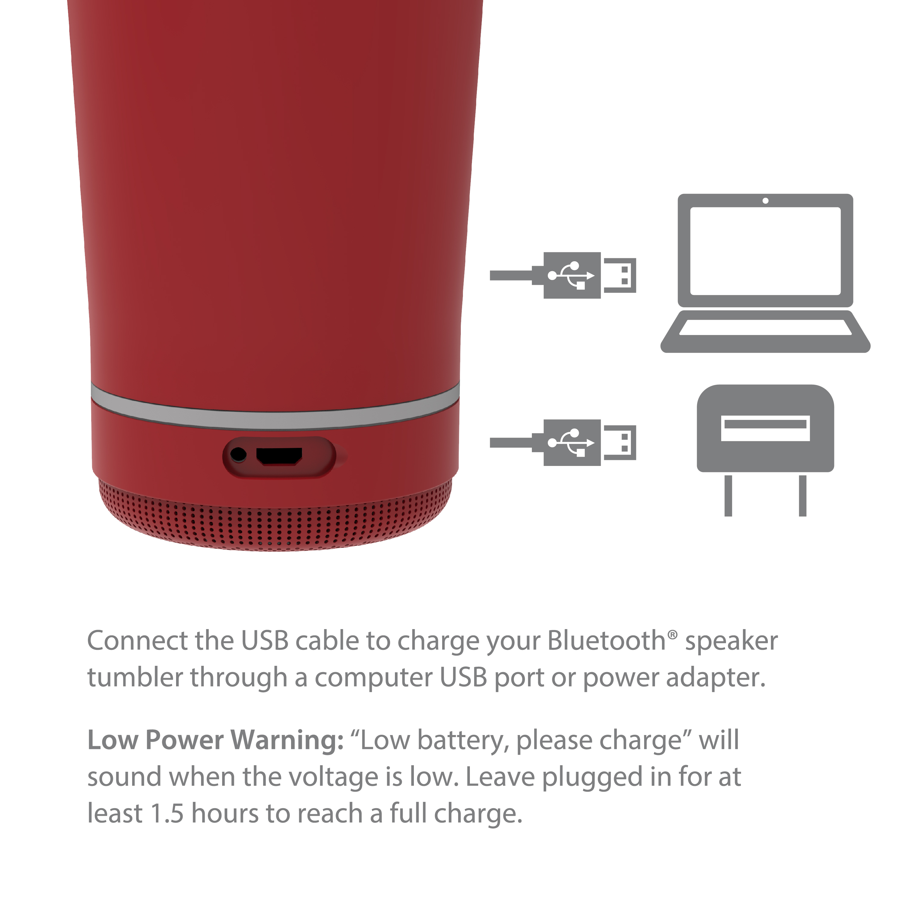 Zak Play 18 ounce Stainless Steel Tumbler with Bluetooth Speaker, Red slideshow image 7 Zak Play 18 ounce Stainless Steel Tumbler with Bluetooth Speaker, Red slideshow image 7