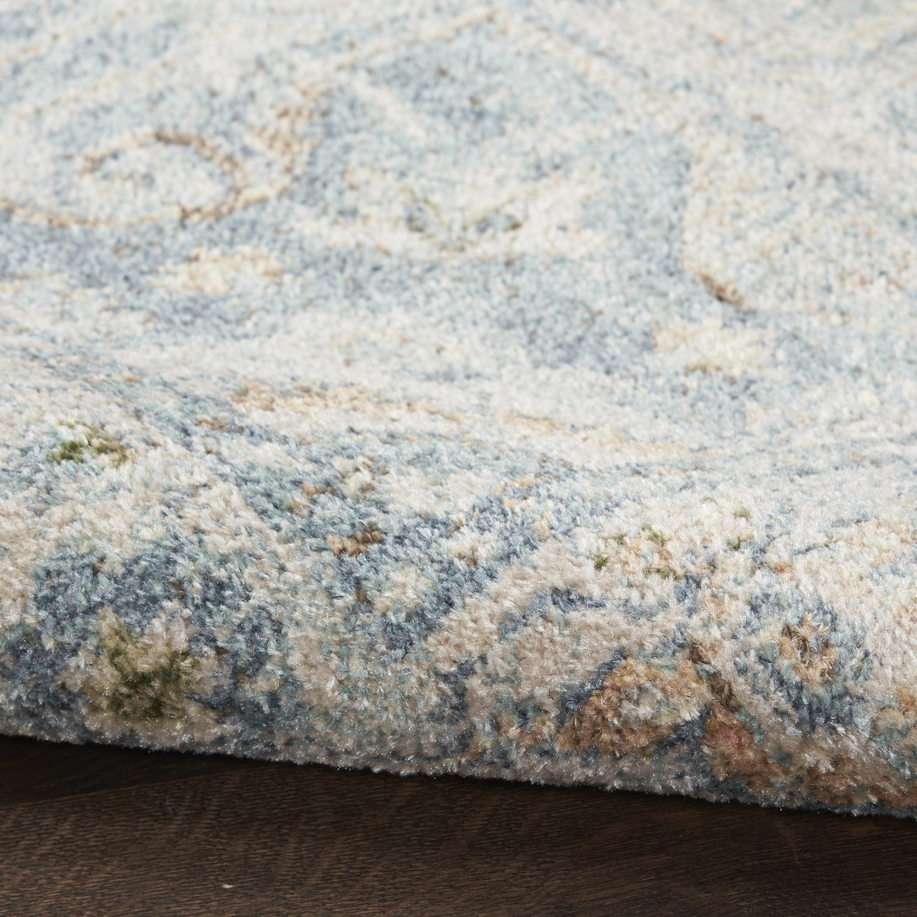 Nourison Astra Machine Washable 6'7" x 9' Light Blue Vintage Indoor Rug