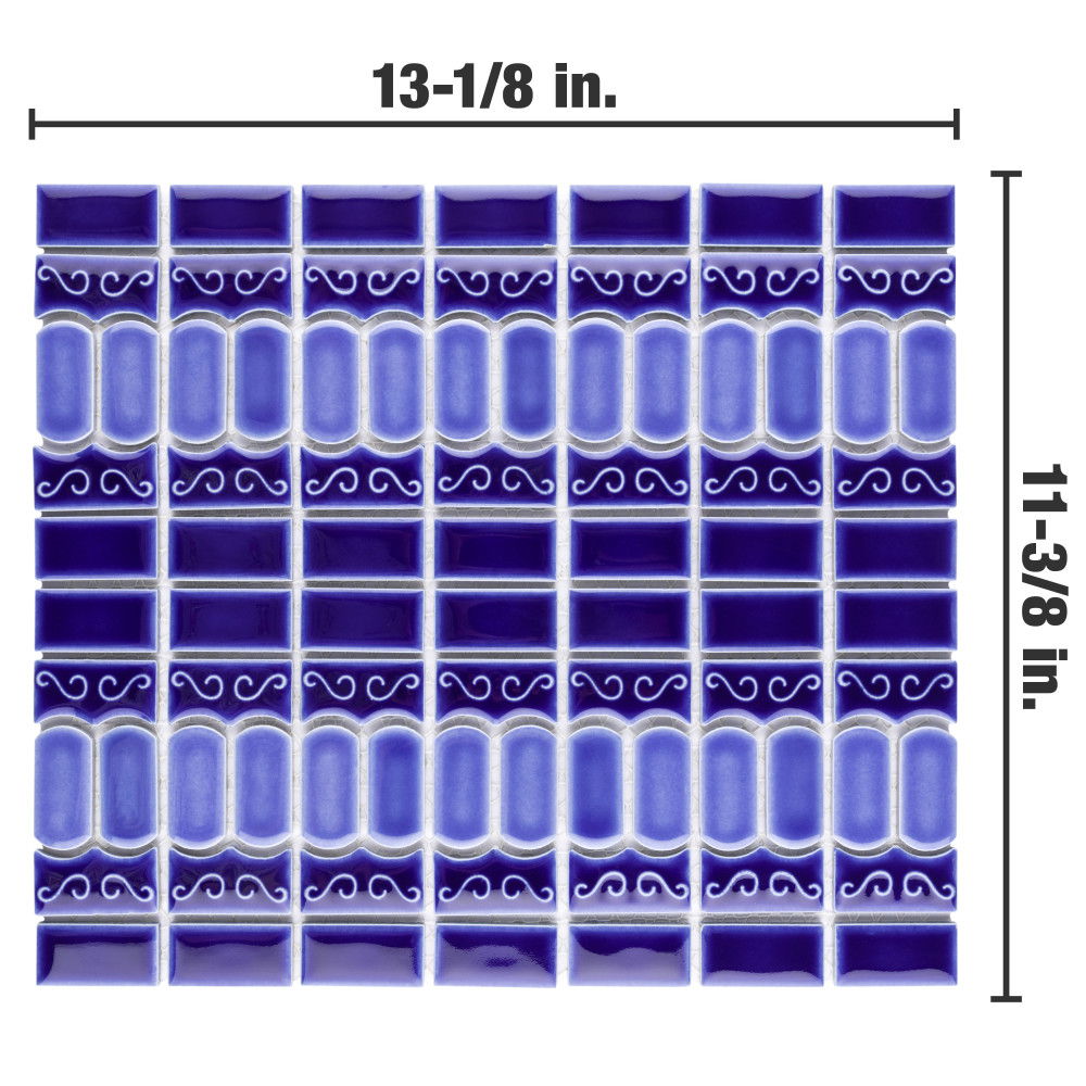 Modena Cobalt Blue 11-3/8 in. x 13-1/8 in. Porcelain Mosaic Tile