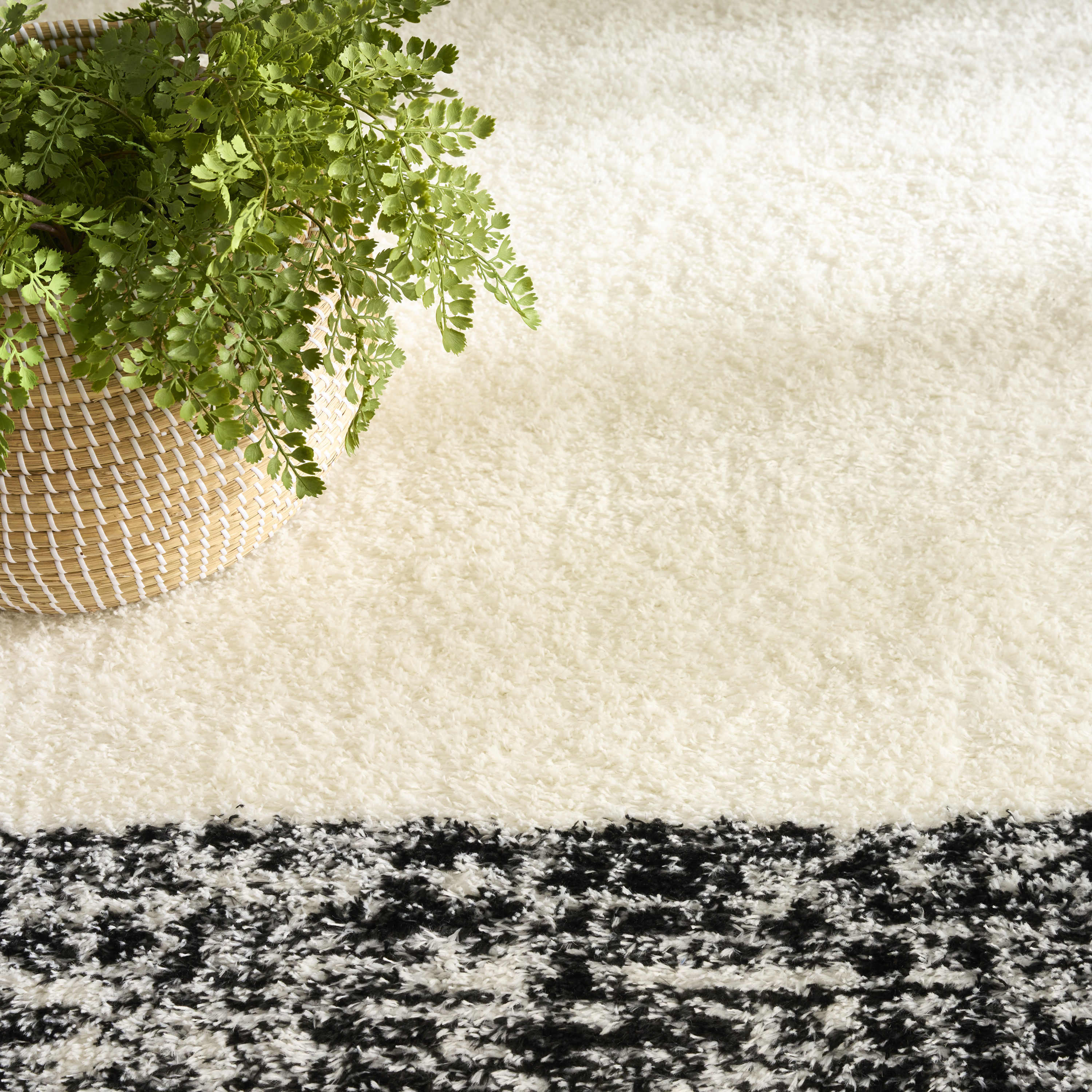 Nourison Pacific Shag 7'10" x 9'10" Ivory Black Shag Indoor Rug