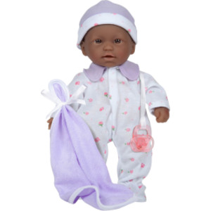 La Baby Soft 11" Baby Doll, Purple with Blanket, African-American
