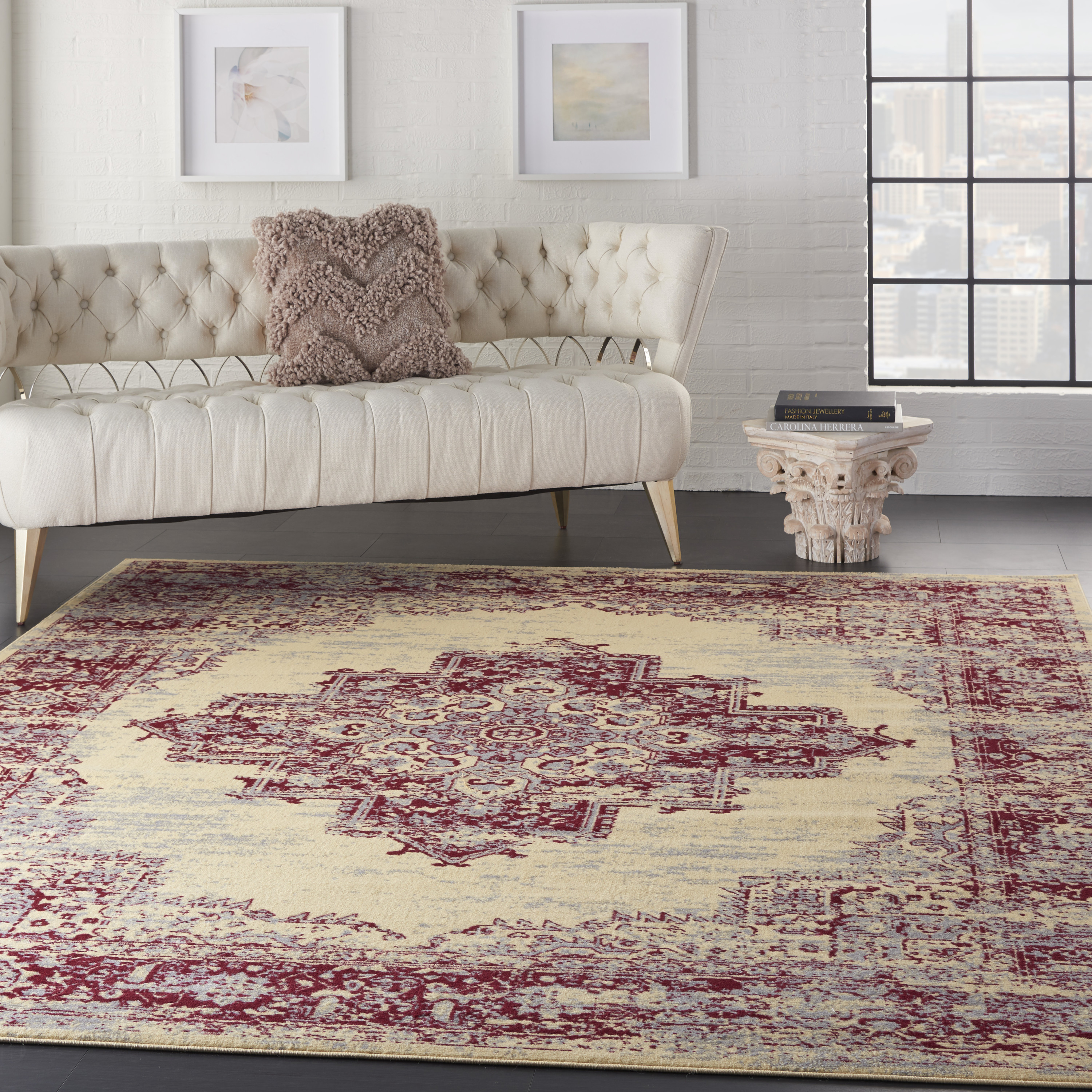 Nourison Grafix 7'10" x 9'10" Cream Red Vintage Indoor Rug
