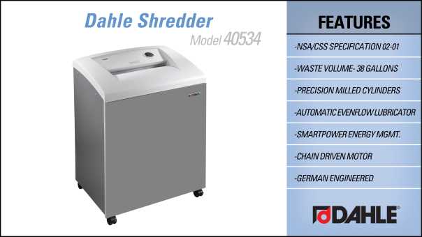Dahle 40534 High Security Department Shredder InfoGraphic