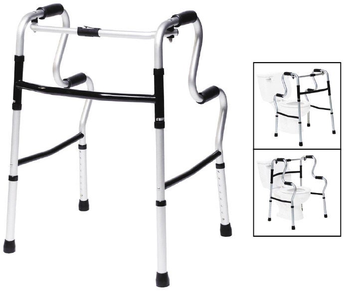 Lumex® UpRise Single Release Folding Walker, 32 – 39 Inch, Onyx, Aluminum