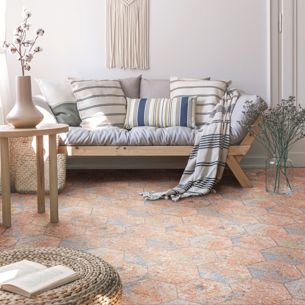 Emotion Hex Red 9-7/8 in. x 11-1/4 in. Porcelain Floor and Wall Tile