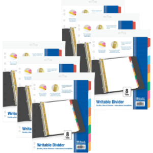 Paper Dividers with Writable Color Tabs, 8-Tab Sets, 6-Pack