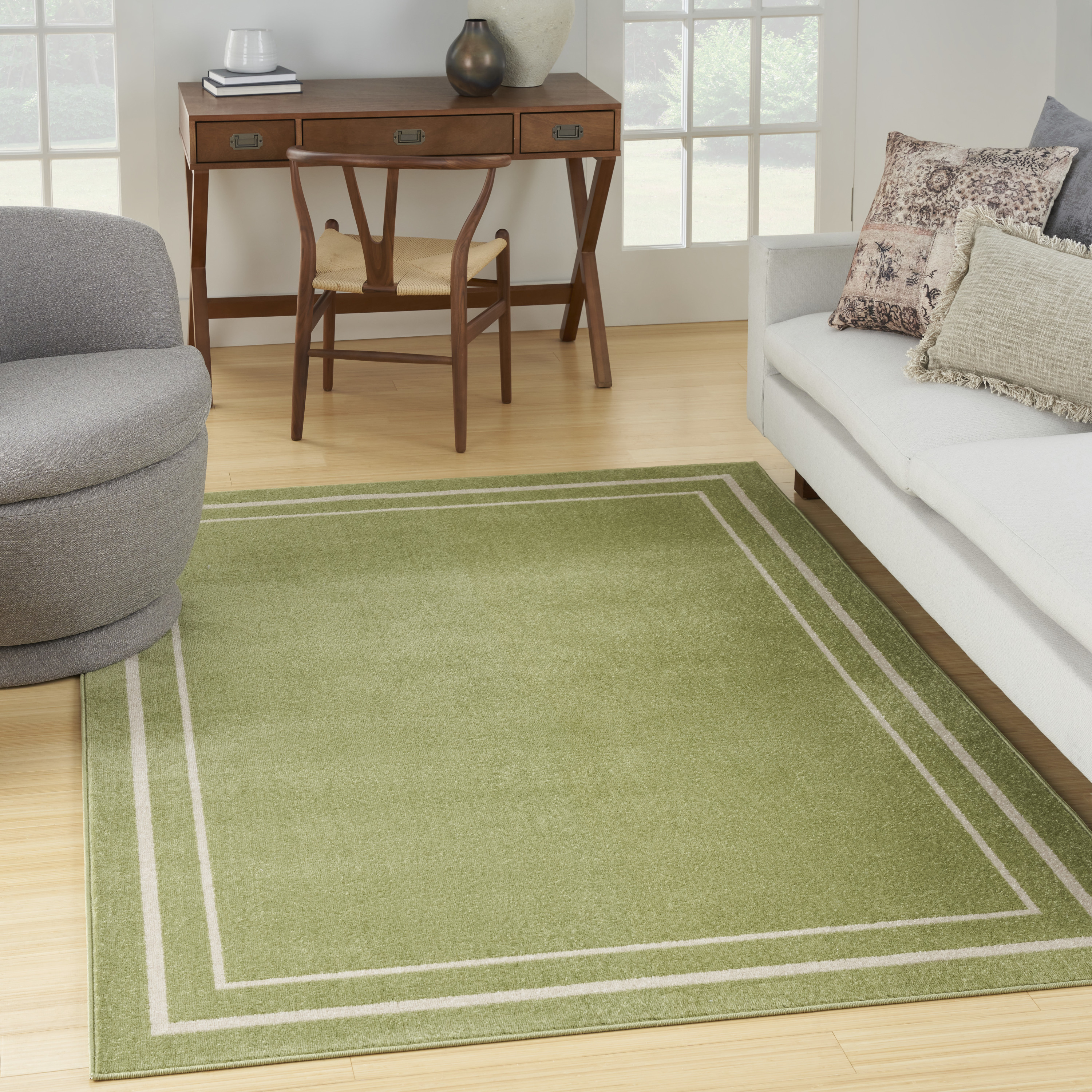 Nourison Nourison Essentials 6' x 9' Green Ivory Contemporary Rug