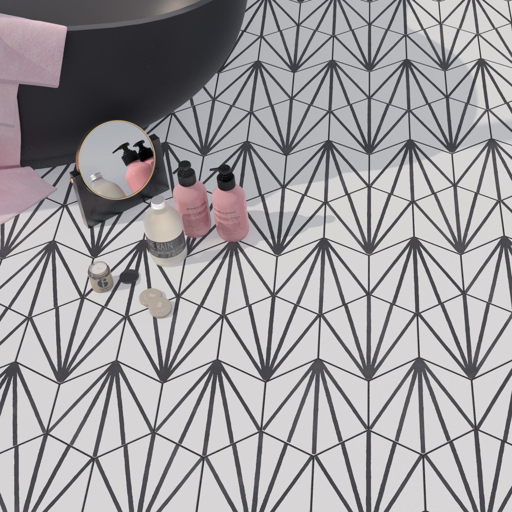 Horizon Dawn Hex Nero 7-3/4 in. x 9 in. Porcelain Floor and Wall Tile