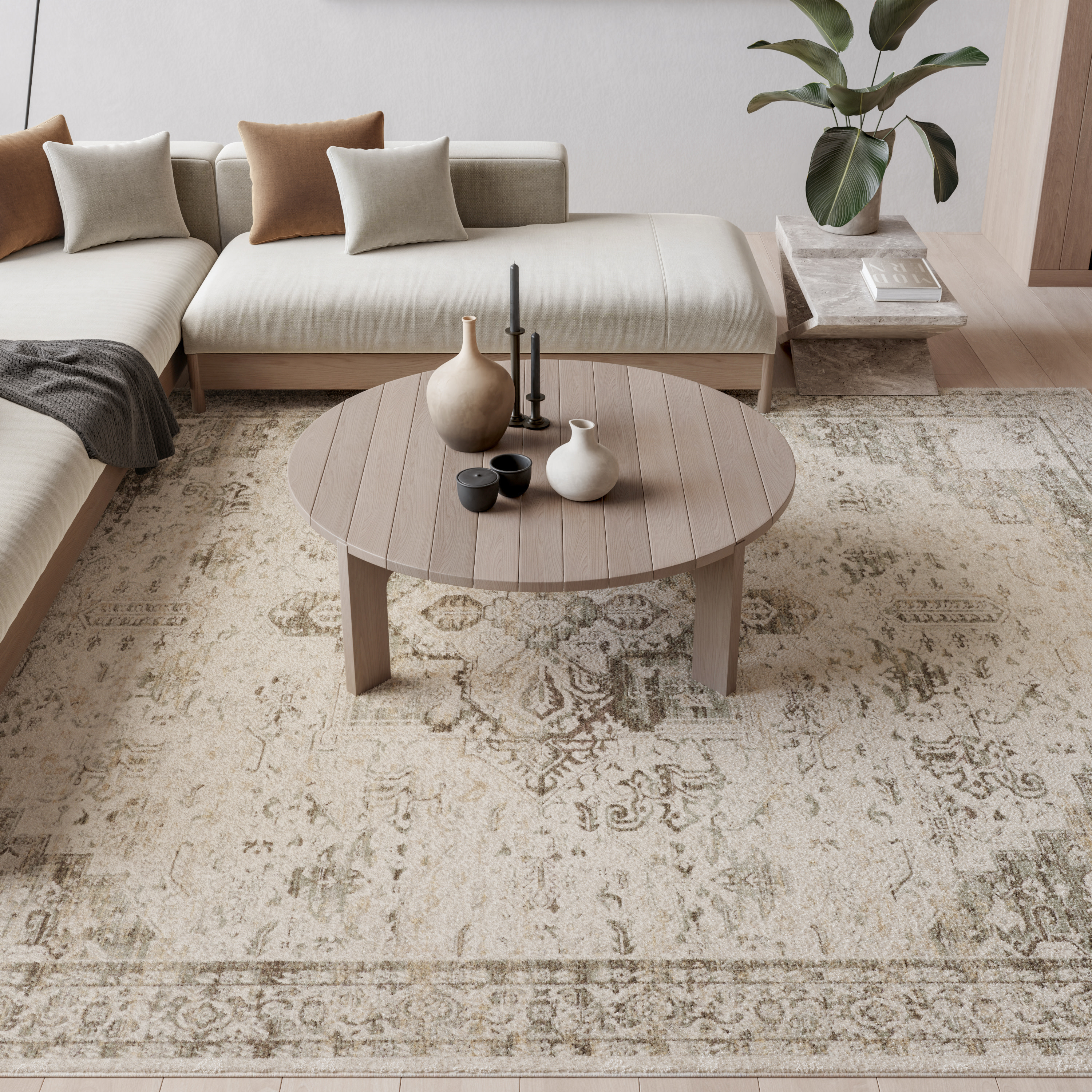 Nourison Soft Mist 9' x 12' Ivory Light Grey Vintage Indoor Rug